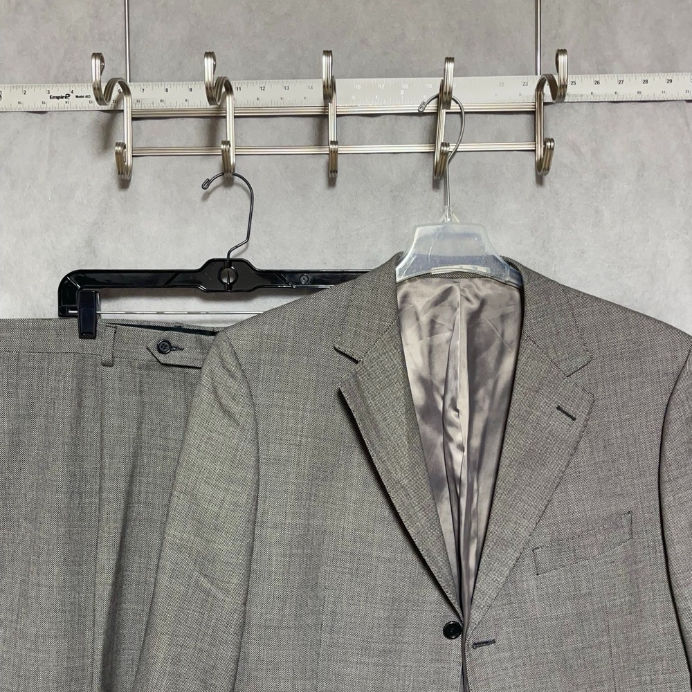 Bespoke Suit Men 42R Gray 3B Birds Eye Flannel Surgeon Cuff Canvasy 36X32 Luxury